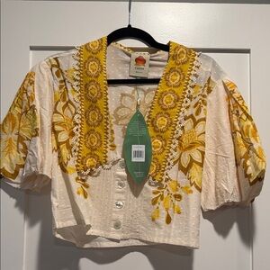 NWT - farm rio collar crop top
